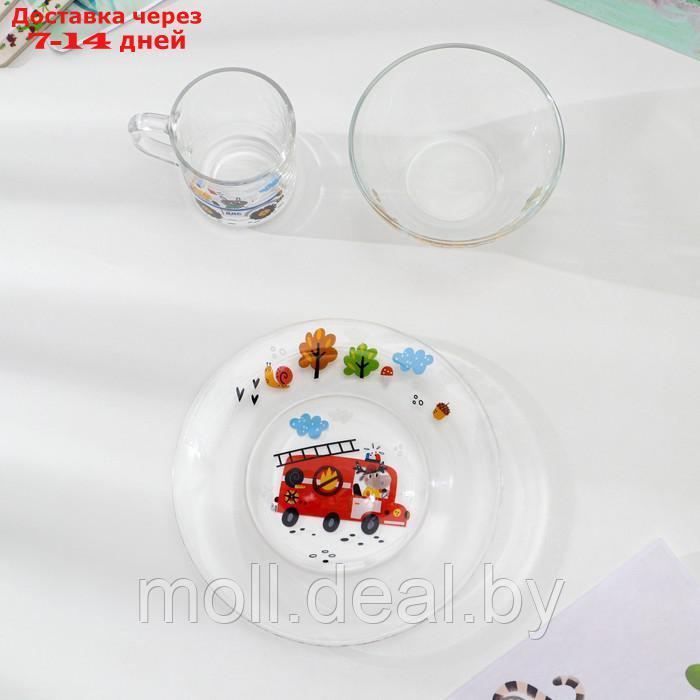 Набор детской посуды "Спецтехника", стеклянный, 3 предмета - фото 2 - id-p227102782