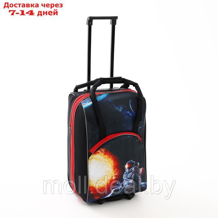 Чемодан на молнии, дорожная сумка, набор 2 в 1, цвет чёрный/красный - фото 4 - id-p227089831