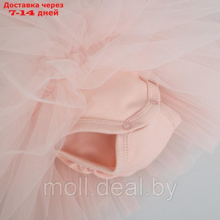 Платье-боди с повязкой на голову детское, рост 80-86 см, цвет светло-розовый - фото 2 - id-p227095854