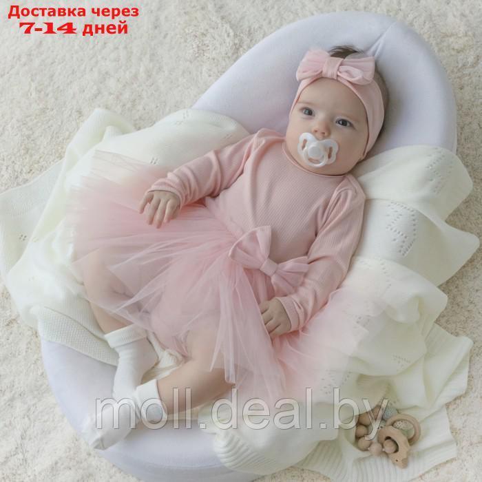 Платье-боди с повязкой на голову детское, рост 80-86 см, цвет светло-розовый - фото 5 - id-p227095854