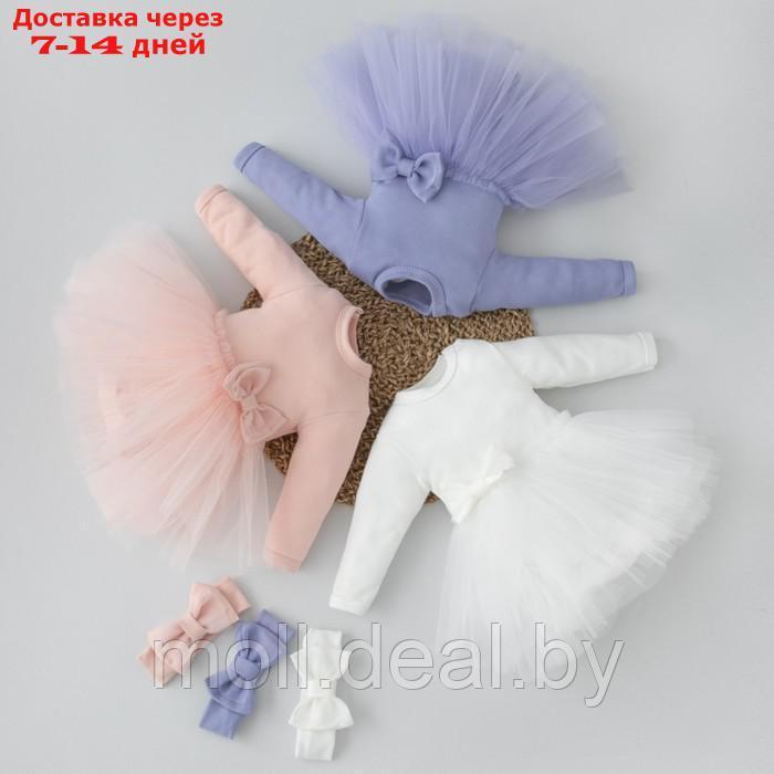Платье-боди с повязкой на голову детское, рост 80-86 см, цвет светло-розовый - фото 6 - id-p227095854