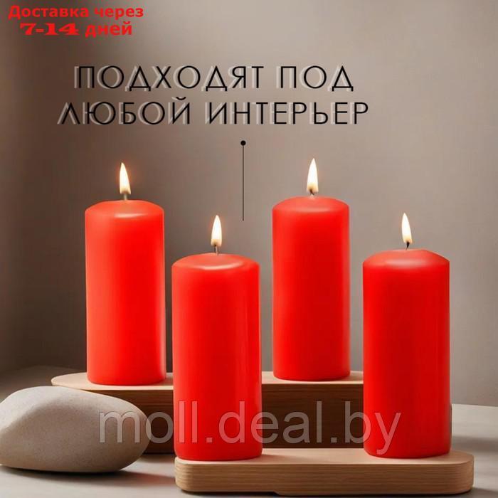 Набор свечей - цилиндров, 4х9 см, набор 4 шт, 11 ч, красная - фото 3 - id-p227081924