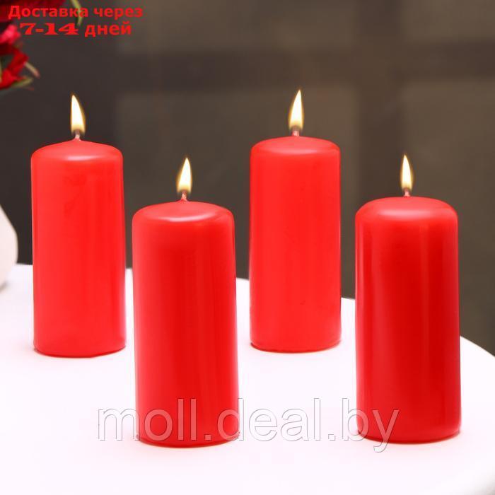 Набор свечей - цилиндров, 4х9 см, набор 4 шт, 11 ч, красная - фото 5 - id-p227081924