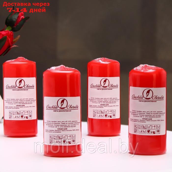Набор свечей - цилиндров, 4х9 см, набор 4 шт, 11 ч, красная - фото 7 - id-p227081924
