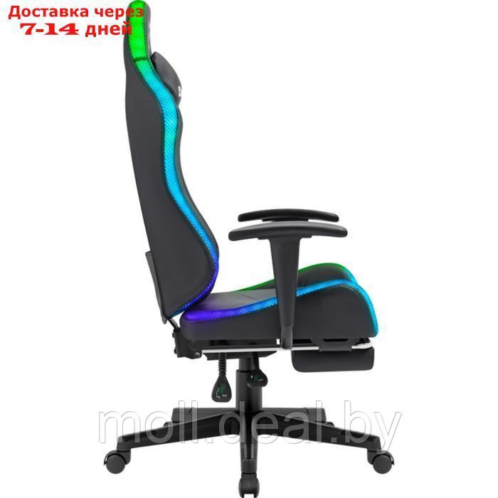 Кресло игровое DEFENDER Watcher, до 120 кг, подставка для ног, подсветка, иск. кожа, черное - фото 3 - id-p227102793