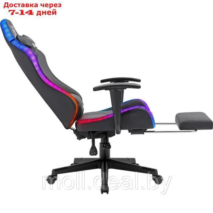 Кресло игровое DEFENDER Watcher, до 120 кг, подставка для ног, подсветка, иск. кожа, черное - фото 5 - id-p227102793