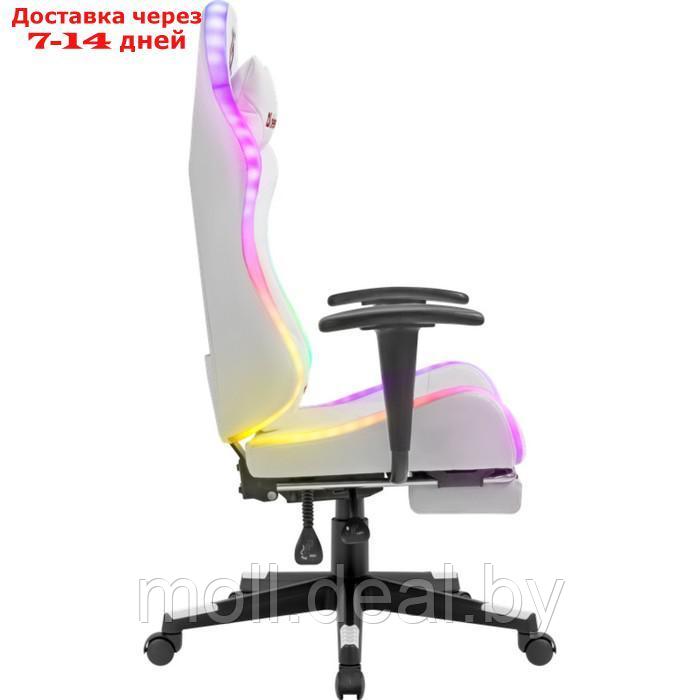 Кресло игровое DEFENDER Watcher, до 120 кг, подставка для ног, подсветка, иск. кожа, белое - фото 3 - id-p227102794
