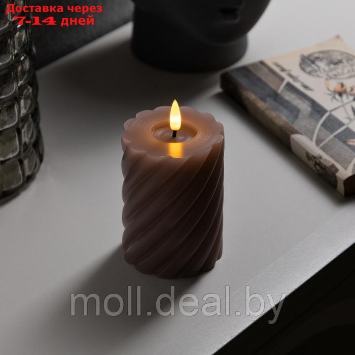 Светодиодная свеча витая лиловая, 7.5 × 12.5 × 7.5 см, пластик, воск, батарейки АААх2 (не в комплекте), - фото 1 - id-p227080942