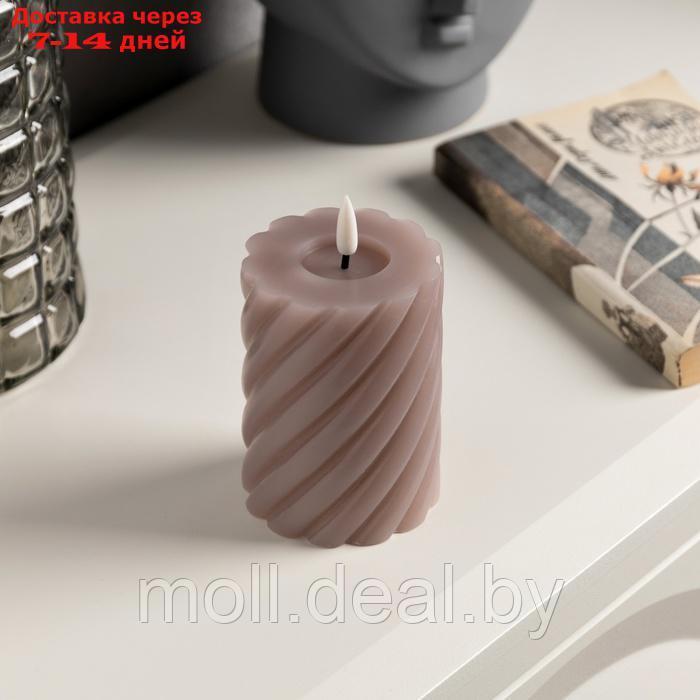 Светодиодная свеча витая лиловая, 7.5 × 12.5 × 7.5 см, пластик, воск, батарейки АААх2 (не в комплекте), - фото 2 - id-p227080942