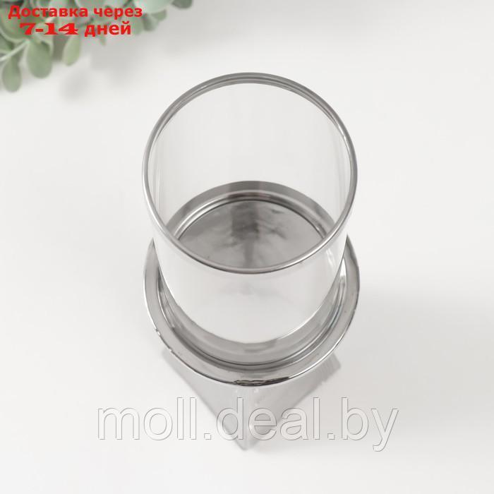 Подсвечник керамика, стекло на 1 свечу "Буэно" d=7,5 см серебро 9,5х9,5х29,5 см - фото 3 - id-p227080967