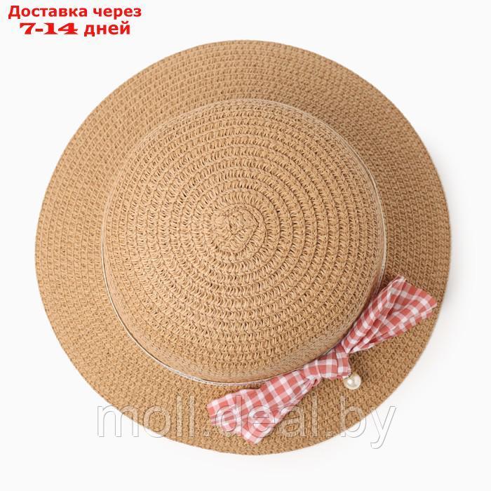 Шляпа для девочки MINAKU с бантом, цвет коричневый, р-р 52 - фото 2 - id-p227082946