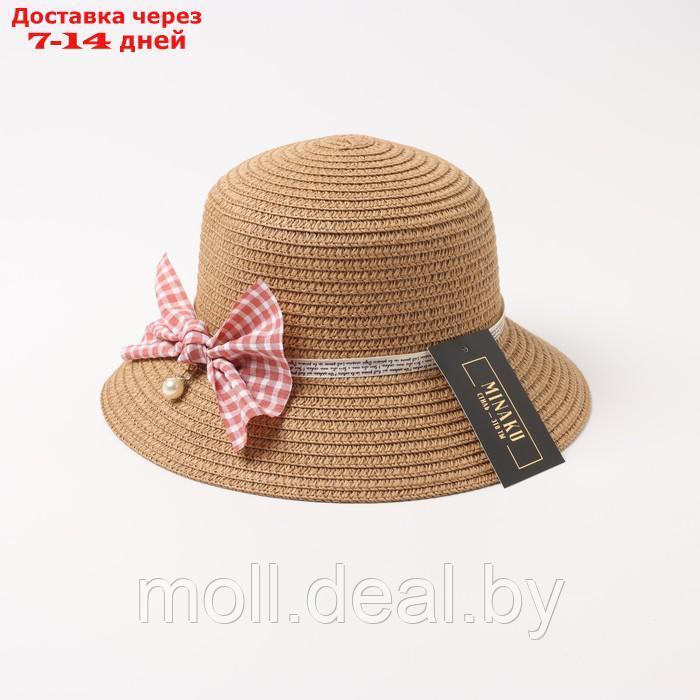 Шляпа для девочки MINAKU с бантом, цвет коричневый, р-р 52 - фото 5 - id-p227082946