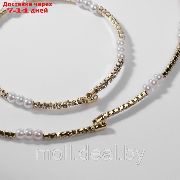 Набор 2 предмета" колье, браслет "Ноэль", бусины №4, цвет белый в золоте - фото 2 - id-p227088897