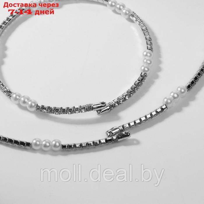 Набор 2 предмета" колье, браслет "Ноэль", бусины №4, цвет белый в серебре - фото 2 - id-p227088901