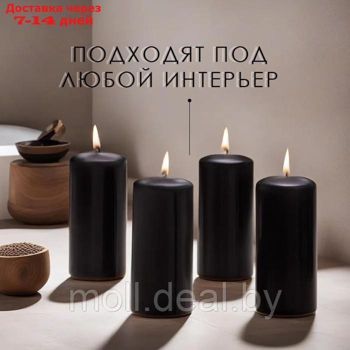 Набор свечей - цилиндров, 4х9 см, набор 4 шт, 11 ч, черная - фото 3 - id-p227081960