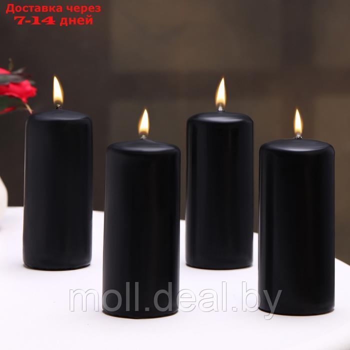 Набор свечей - цилиндров, 4х9 см, набор 4 шт, 11 ч, черная - фото 5 - id-p227081960