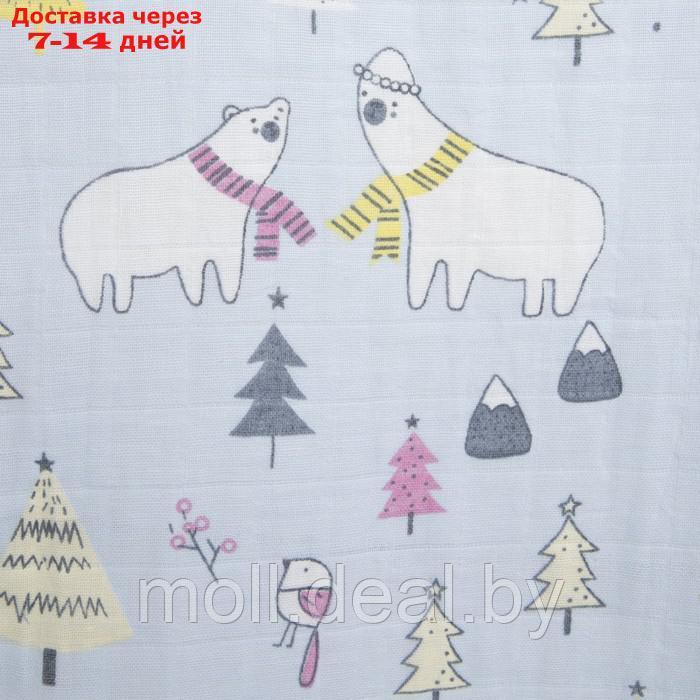 Пеленка муслиновая, "Белые медведи", размер 120х120 см - фото 2 - id-p227092948