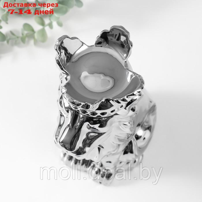 Сувенир керамика "Лев в короне" серебро 17х12х26 см - фото 5 - id-p227080976