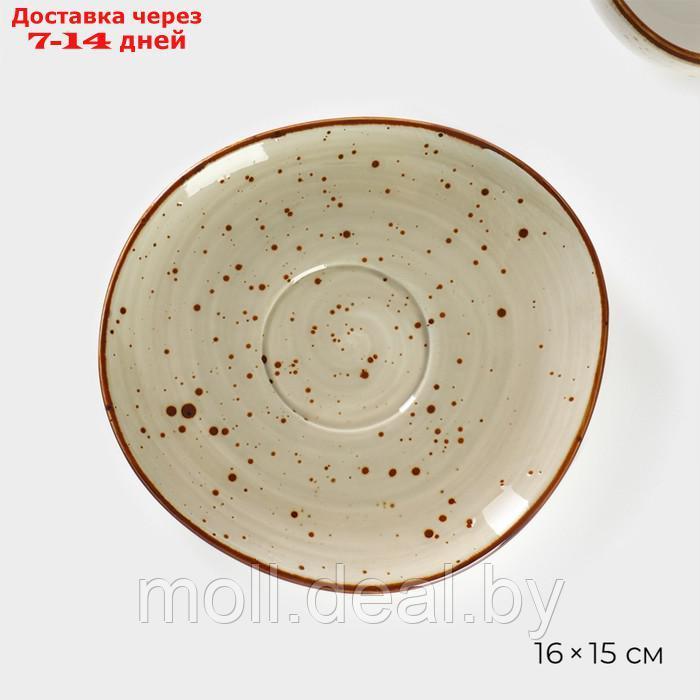 Чайная пара фарфоровая Magistro Mediterana, 2 предмета: чашка 250 мл, блюдце 16×15 см, цвет бежевый - фото 3 - id-p227076991