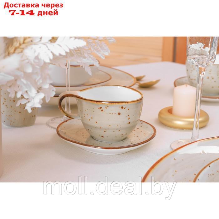 Чайная пара фарфоровая Magistro Mediterana, 2 предмета: чашка 250 мл, блюдце 16×15 см, цвет бежевый - фото 7 - id-p227076991