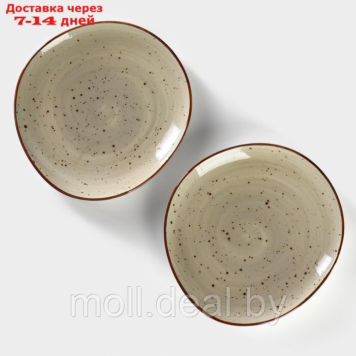 Набор тарелок фарфоровых обеденных Magistro Mediterana, 2 предмета: 26×24,5 см, цвет бежевый - фото 4 - id-p227076993