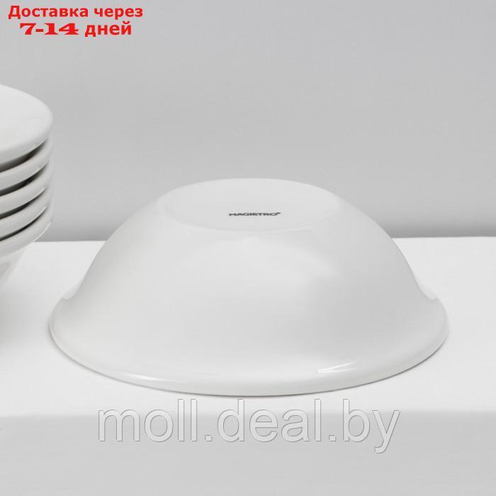 Набор тарелок фарфоровых глубоких Magistro Basic bistro, 6 предметов: 450 мл, d=15,5 см, цвет белый - фото 4 - id-p227076995