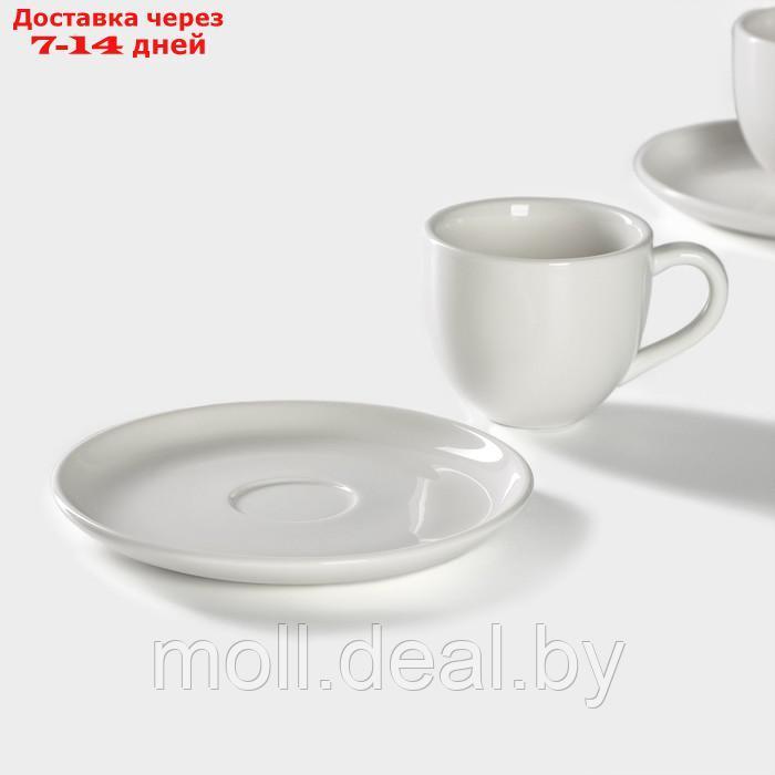 Набор чайный фарфоровый Magistro Mien, 4 предмета: 2 чашки 200 мл, 2 блюдца d=16 см, цвет белый - фото 4 - id-p227076996