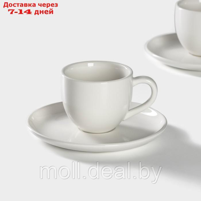 Набор чайный фарфоровый Magistro Mien, 4 предмета: 2 чашки 200 мл, 2 блюдца d=16 см, цвет белый - фото 6 - id-p227076996