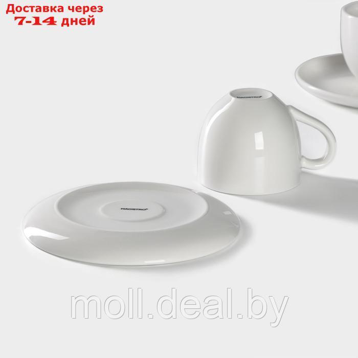 Набор чайный фарфоровый Magistro Mien, 4 предмета: 2 чашки 200 мл, 2 блюдца d=16 см, цвет белый - фото 7 - id-p227076996