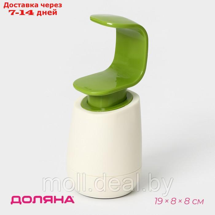 Дозатор для жидкого мыла, 19×8×8 см, цвет белый/зелёный - фото 1 - id-p227090904