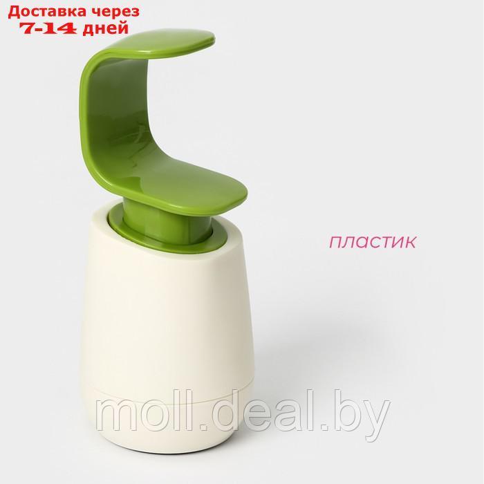 Дозатор для жидкого мыла, 19×8×8 см, цвет белый/зелёный - фото 2 - id-p227090904