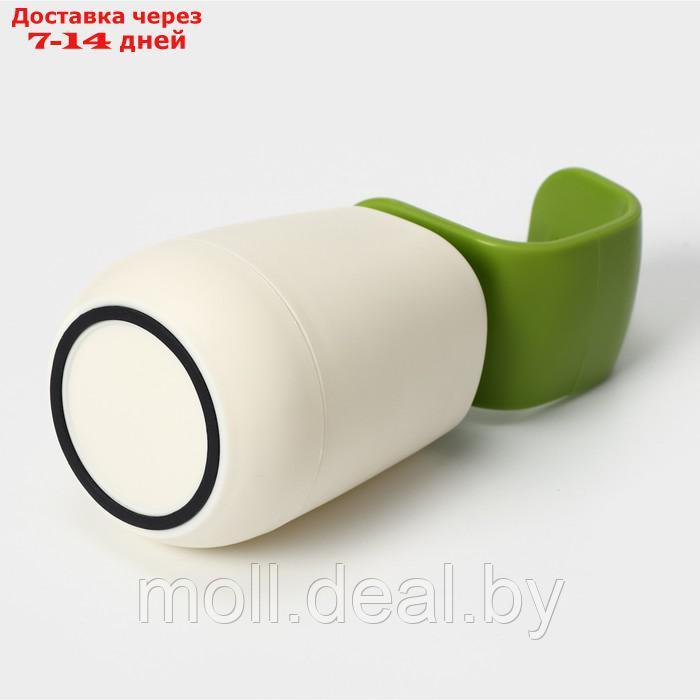 Дозатор для жидкого мыла, 19×8×8 см, цвет белый/зелёный - фото 4 - id-p227090904
