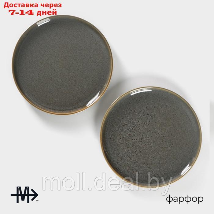 Набор тарелок фарфоровых обеденных Magistro Fog, 2 предмета: d=28 см, цвет серый - фото 2 - id-p227077000