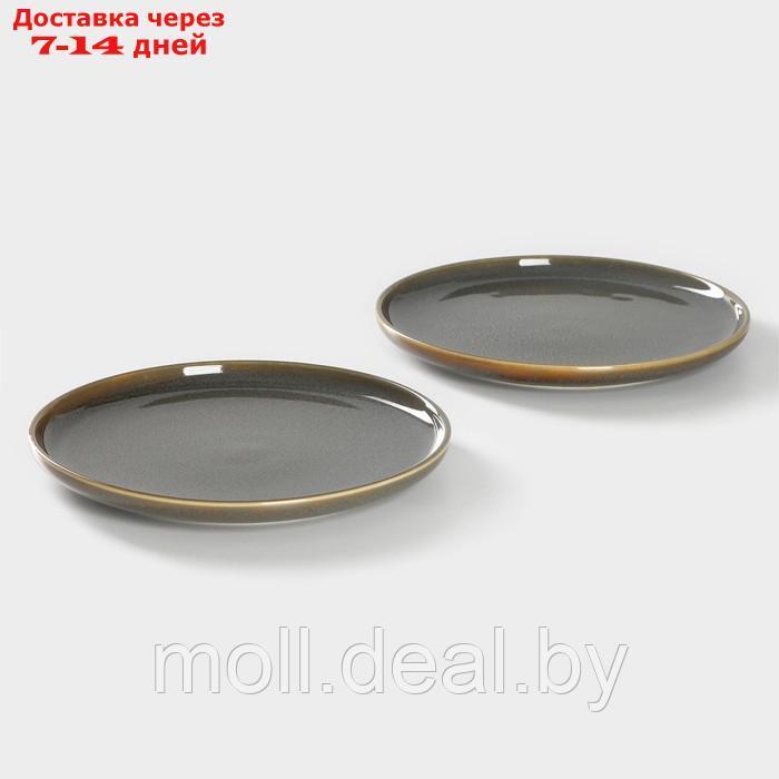 Набор тарелок фарфоровых обеденных Magistro Fog, 2 предмета: d=28 см, цвет серый - фото 3 - id-p227077000
