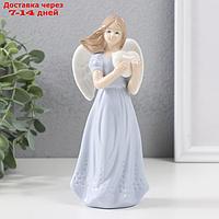 Сувенир керамика "Ангел в голубом платье с сердцем на ветру" 18х8х6 см