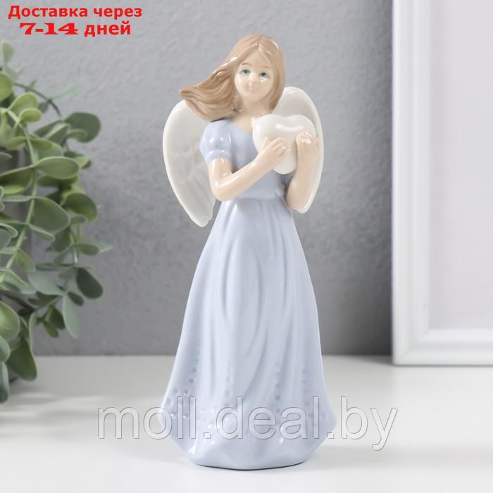 Сувенир керамика "Ангел в голубом платье с сердцем на ветру" 18х8х6 см - фото 1 - id-p227080992