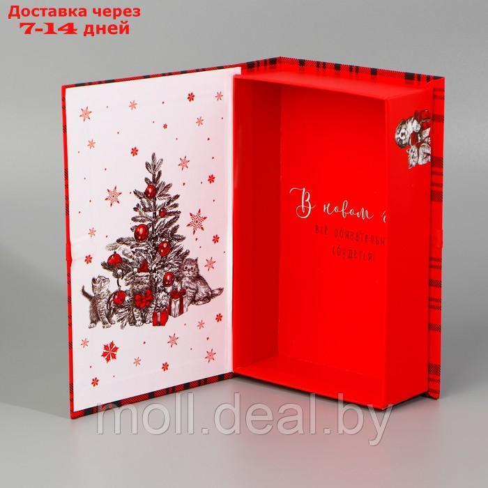 Коробка книга "Счастливого Нового года!", домик в лесу, 20 × 12.5 × 5 см - фото 6 - id-p227095988