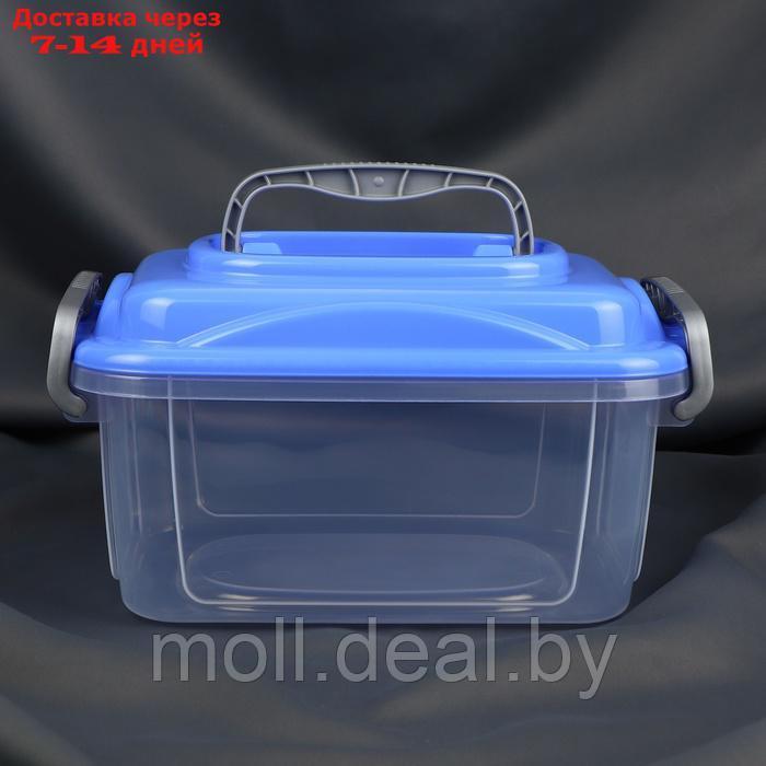 Бокс для хранения швейных принадлежностей, с крышкой, 28,5 × 19,5 × 15,5 см, цвет прозрачный/синий - фото 3 - id-p226888706