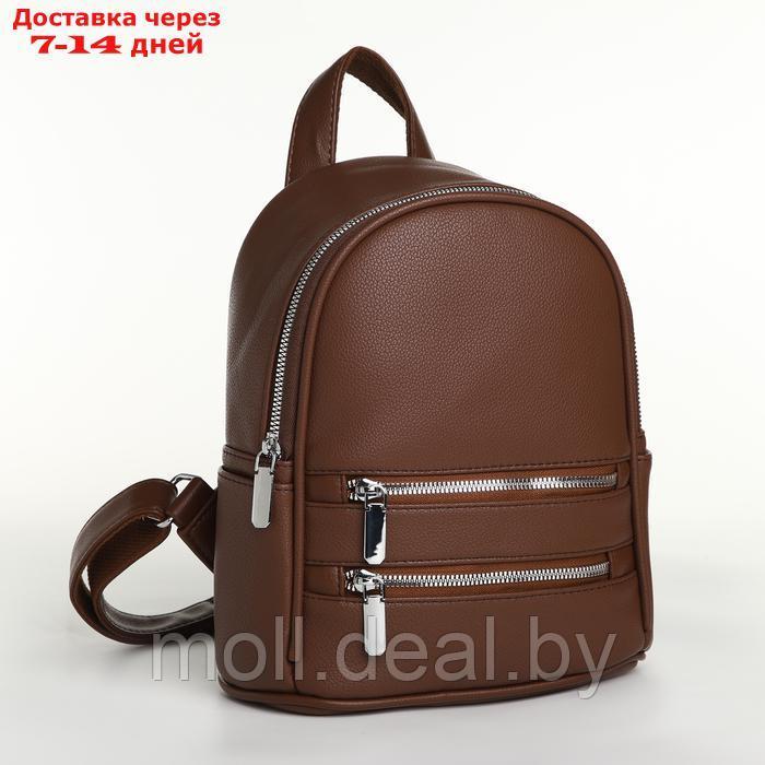Рюкзак женский на молнии, цвет коричневый - фото 1 - id-p226886738