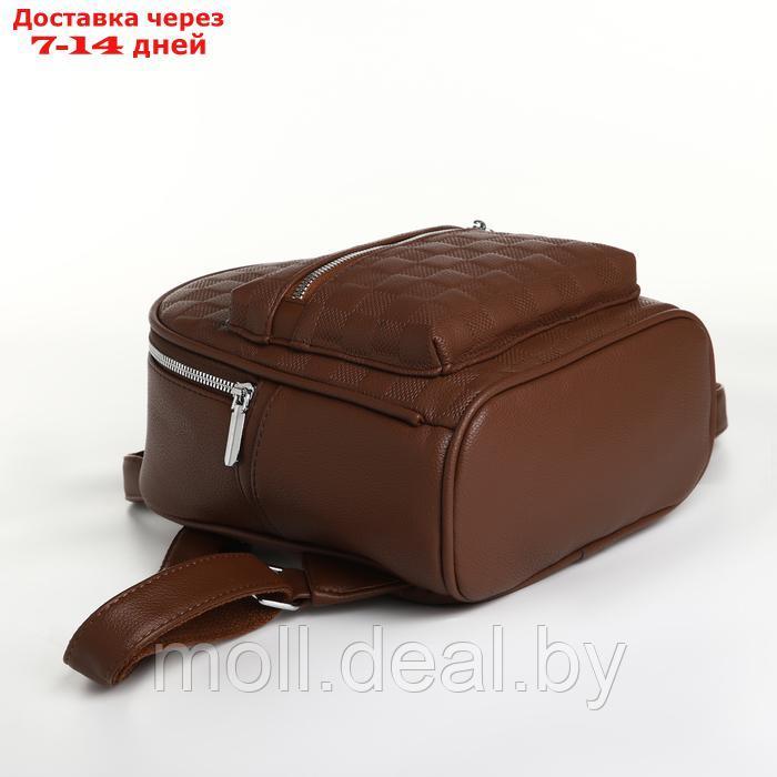 Рюкзак женский на молнии, цвет коричневый - фото 3 - id-p226886741