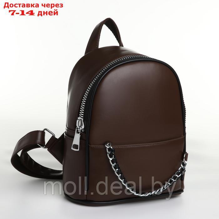 Рюкзак женский на молнии, цвет коричневый - фото 1 - id-p226886743