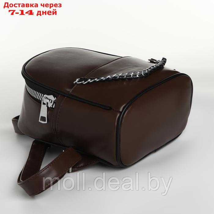 Рюкзак женский на молнии, цвет коричневый - фото 3 - id-p226886743