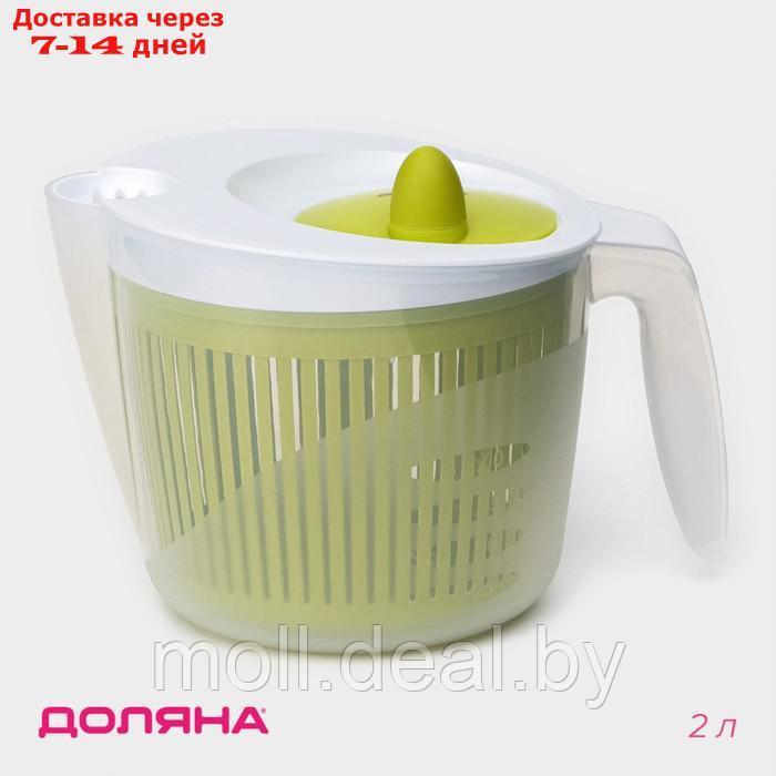 Центрифуга для сушки зелени Доляна Fresh cook, 2 л, пластик, цвет бело-зелёный - фото 1 - id-p227077008