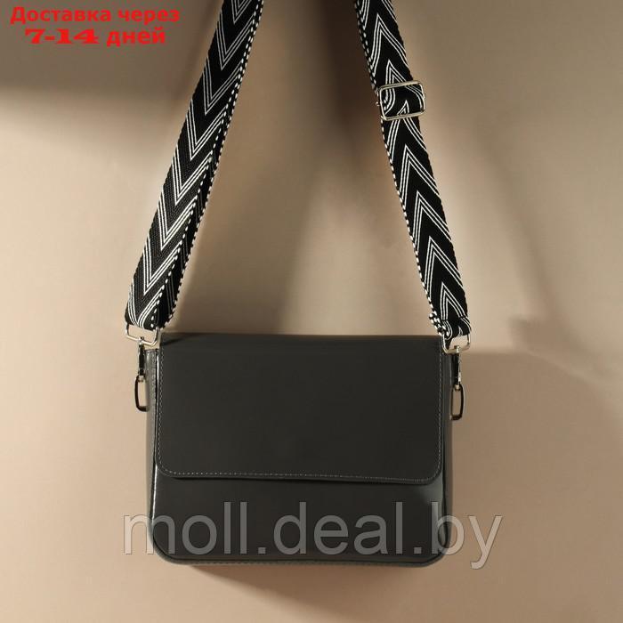 Ручка для сумки "Стрелки тройные", с карабинами, 139 ± 3 × 3,8 см, цвет чёрный/белый/серебряный - фото 4 - id-p227092972