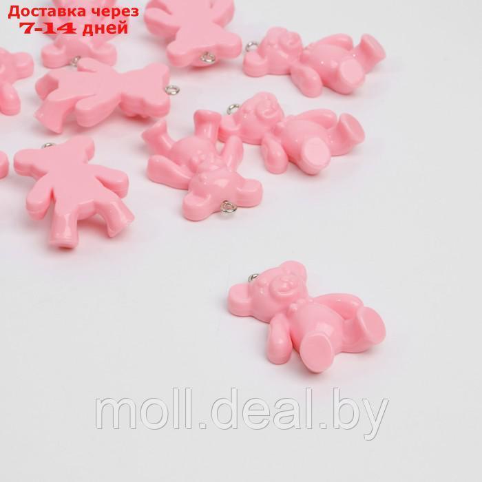 Бусина "Мишка" (набор 10шт), 3,4*2,4*1см, цвет светло-розовый - фото 1 - id-p227091942