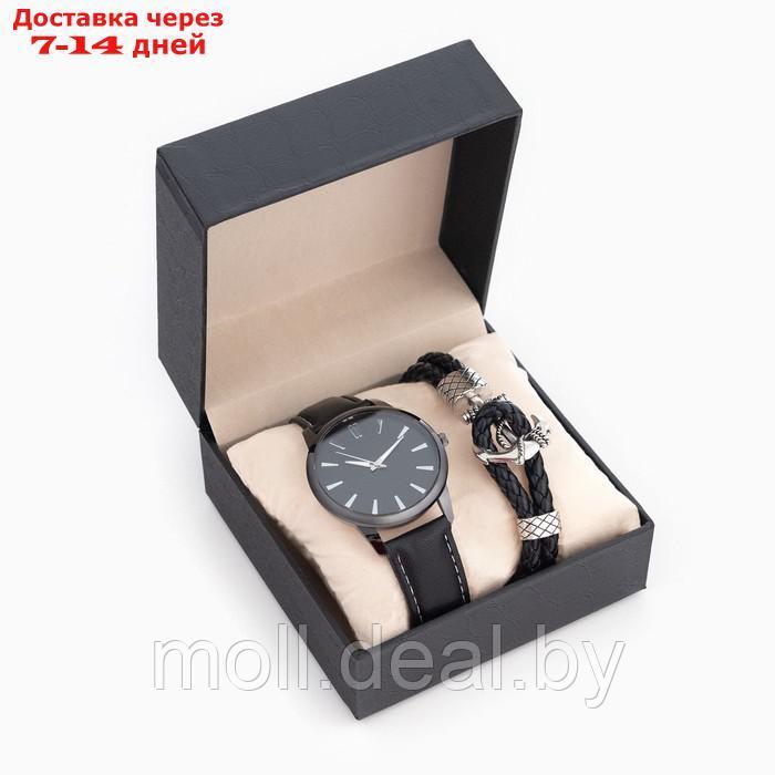 Мужской подарочный набор "Якорь" 2 в 1: наручные часы, браслет - фото 1 - id-p227076034