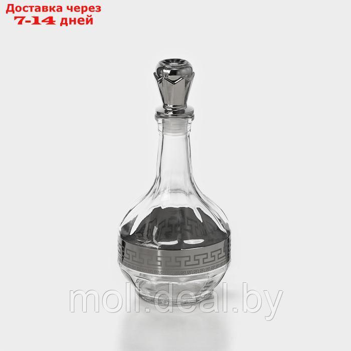 Набор стеклянный питьевой "Неро", 7 предметов: графин 500 мл, стопки 50 мл, цвет серебро - фото 2 - id-p227077027