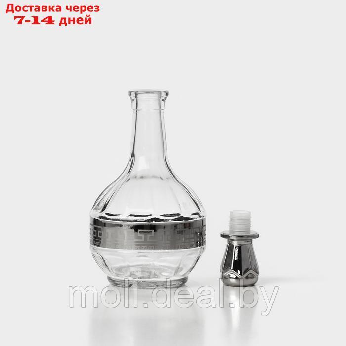 Набор стеклянный питьевой "Неро", 7 предметов: графин 500 мл, стопки 50 мл, цвет серебро - фото 3 - id-p227077027