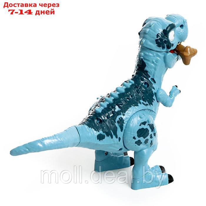 Динозавр "Рекс" с косточкой, работает от батареек, свет и звук, цвет синий - фото 3 - id-p227102883