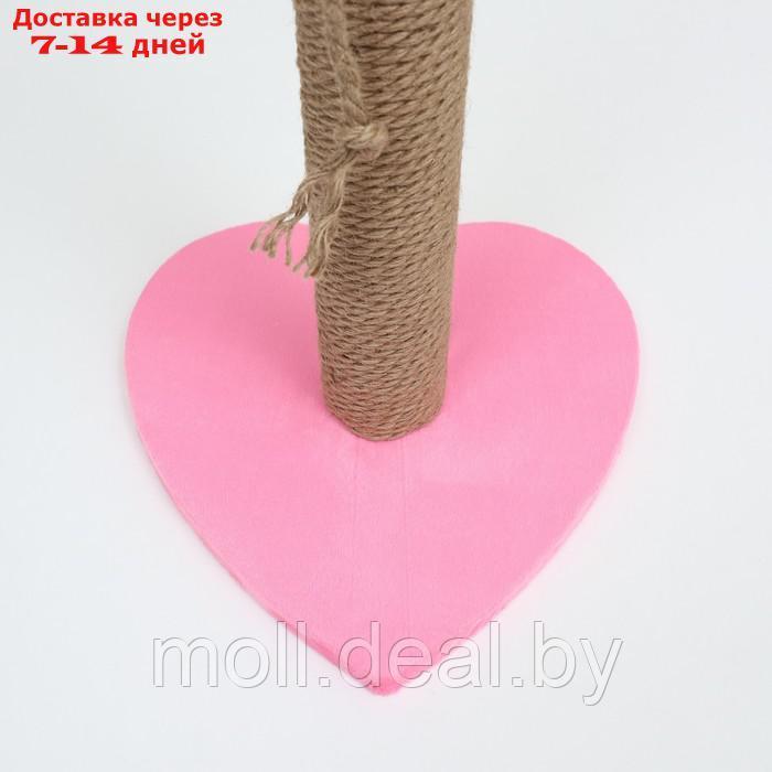 Когтеточка-столбик "Сердце", 30 х 30 х 50 см, розовая - фото 6 - id-p227111301